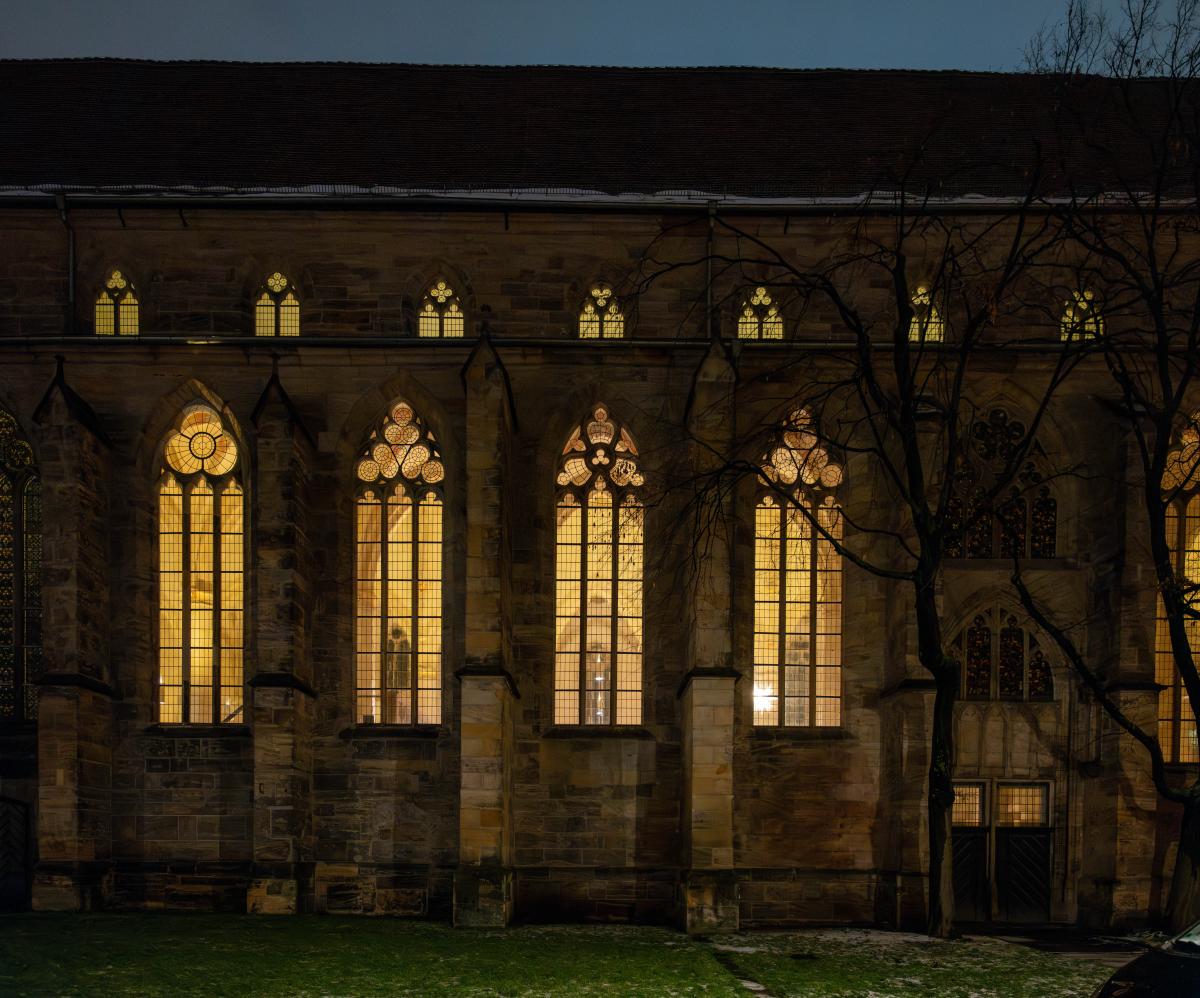 Die Erfurter Predigerkirche bei Nacht. | Foto: Foto: Matthias Frank Schmidt Die Erfurter Predigerkirche bei Nacht. | Foto: Foto: Matthias Frank Schmidt